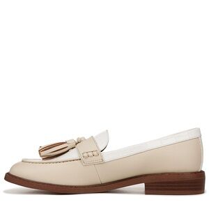 Franco Sarto Womens Carolynn Low Slip On Tassel Loafers Ivory/White Color Block